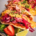 Slow cooked beef tacos with pickled red onion at Fort Consolation
